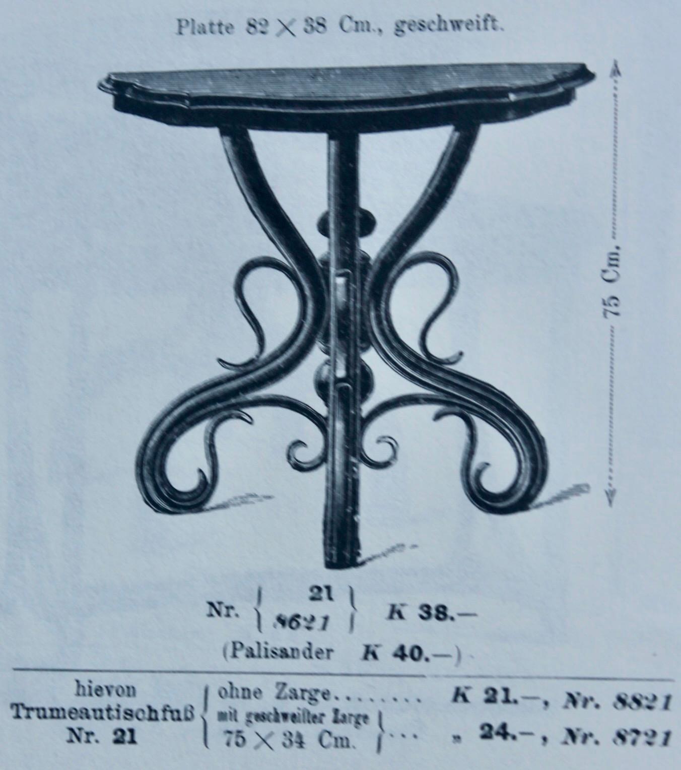 Art Nouveau Michael Thonet Bentwood Demilune Console Table