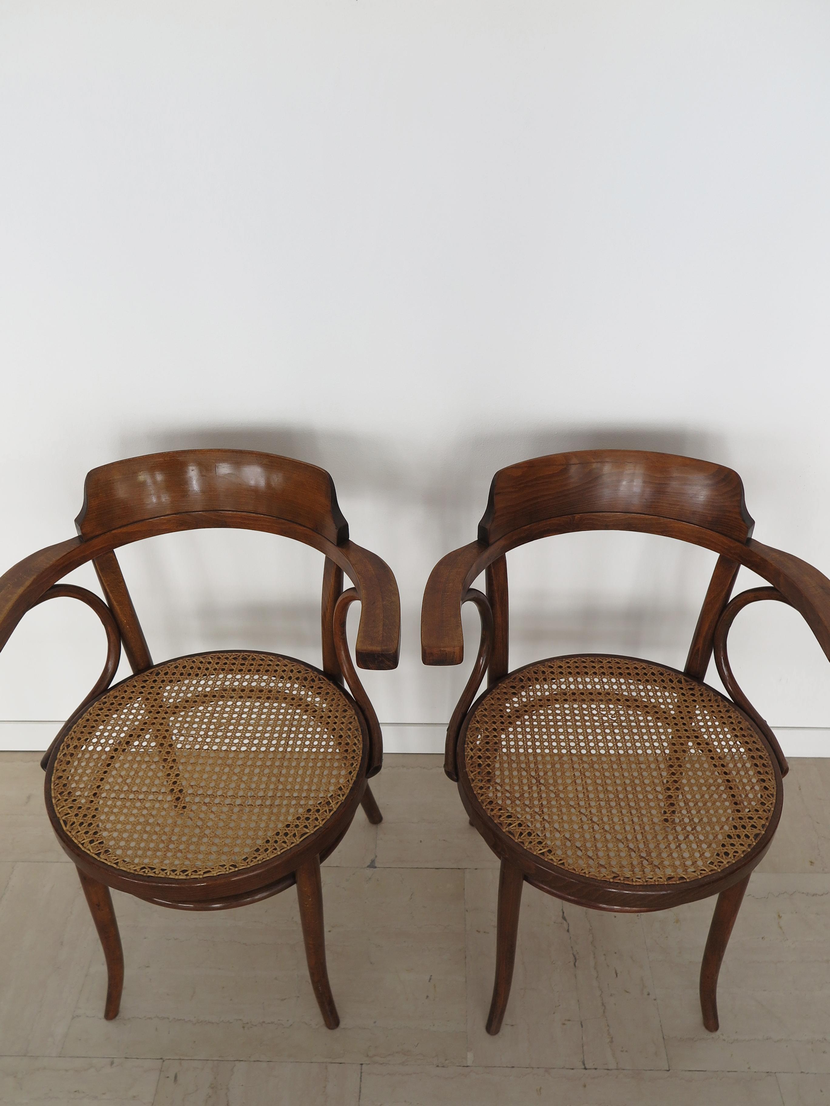 Michael Thonet für Thonet Wood Vienna Stroh Esszimmerstühle 1930s im Angebot 1
