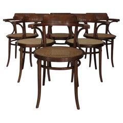 Michael Thonet for Thonet Wood Vienna Straw Dining Room Chairs 1930s