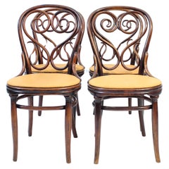 Antique Michael Thonet, rare set of 4 Café Daum chairs for Thonet, 1849