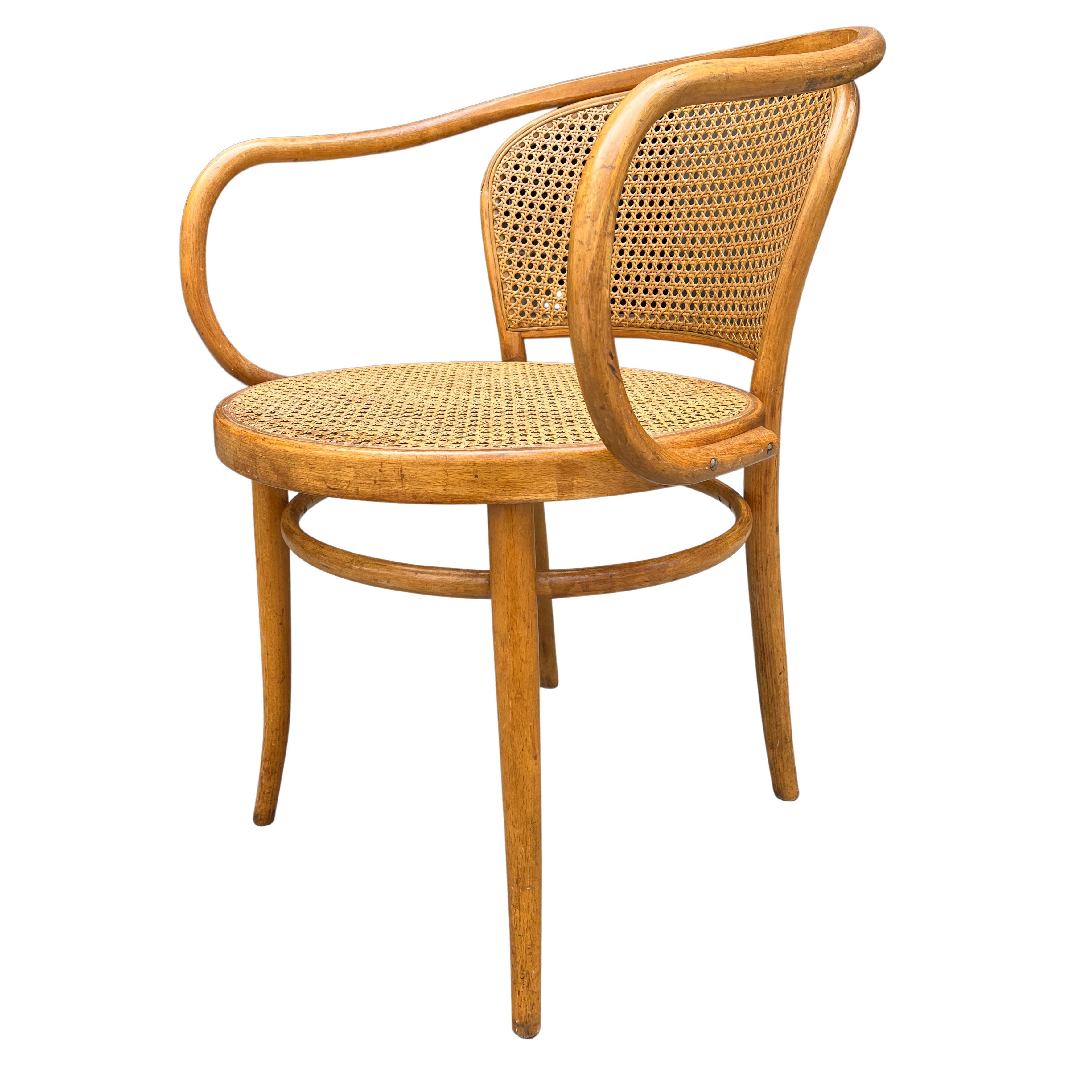 Mid-Century Modern  Michael Thonet Solid Beechwood and Cane no. 210 Armchair For Sale