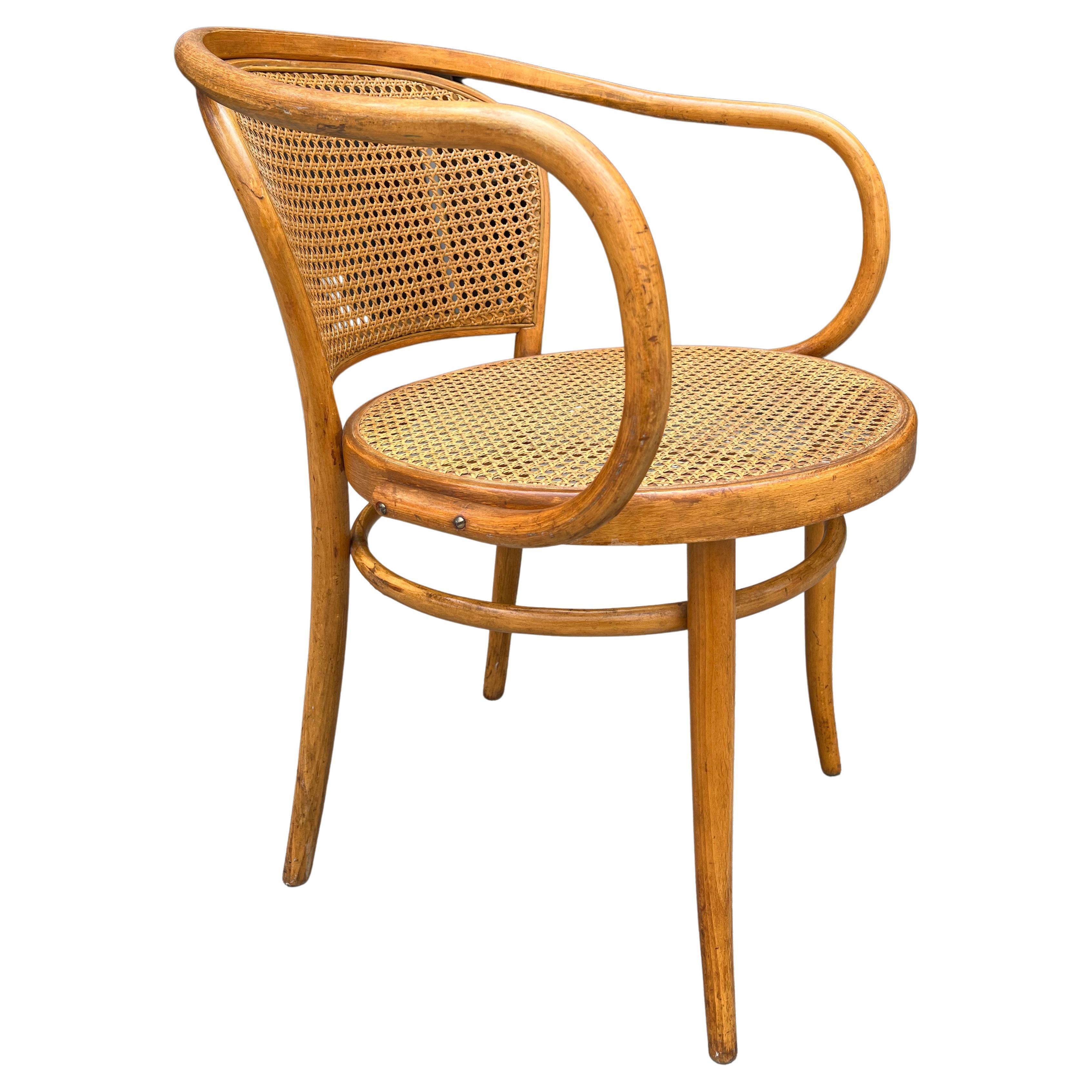  Michael Thonet Solid Beechwood and Cane no. 210 Armchair In Good Condition For Sale In BROOKLYN, NY