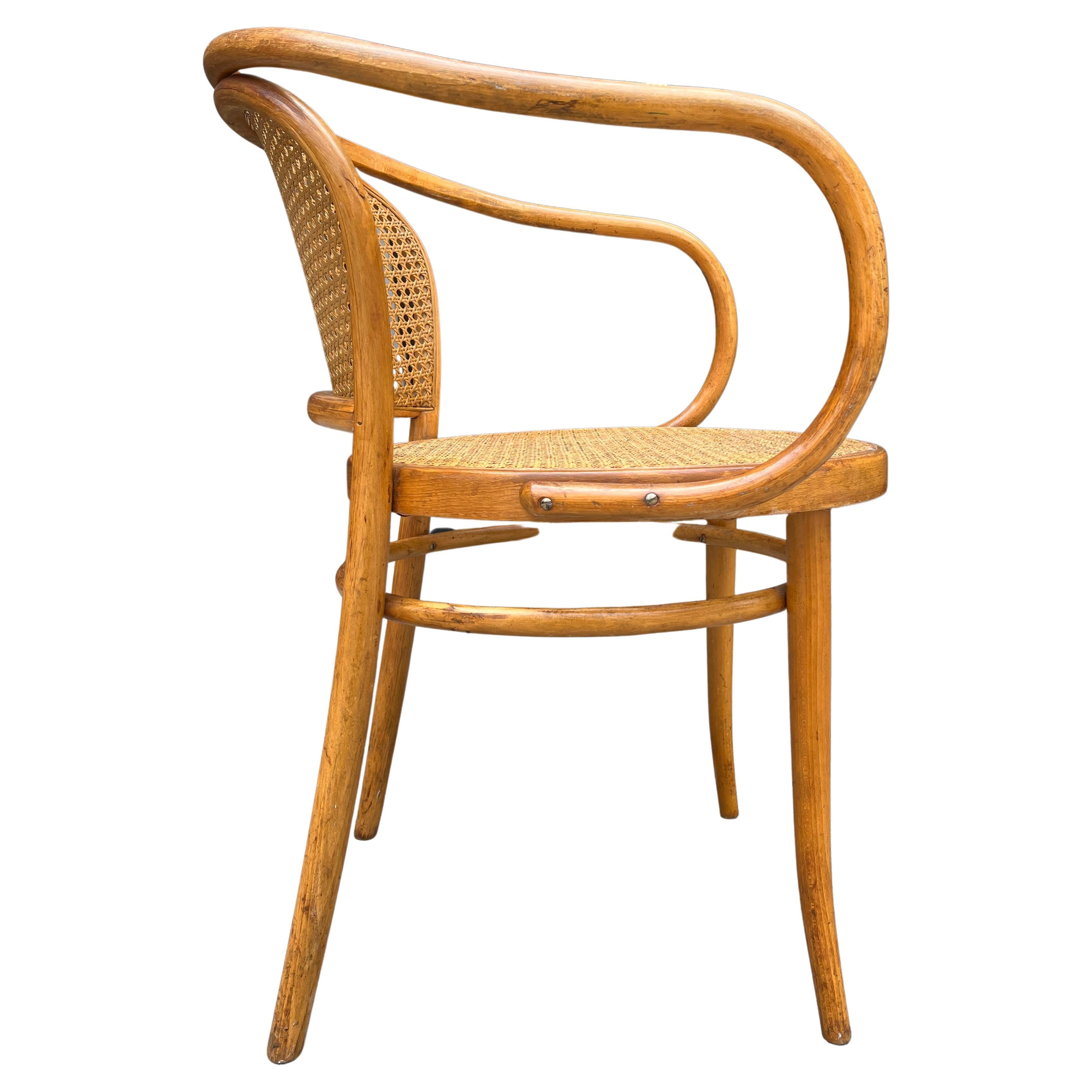  Michael Thonet Solid Beechwood and Cane no. 210 Armchair For Sale 1