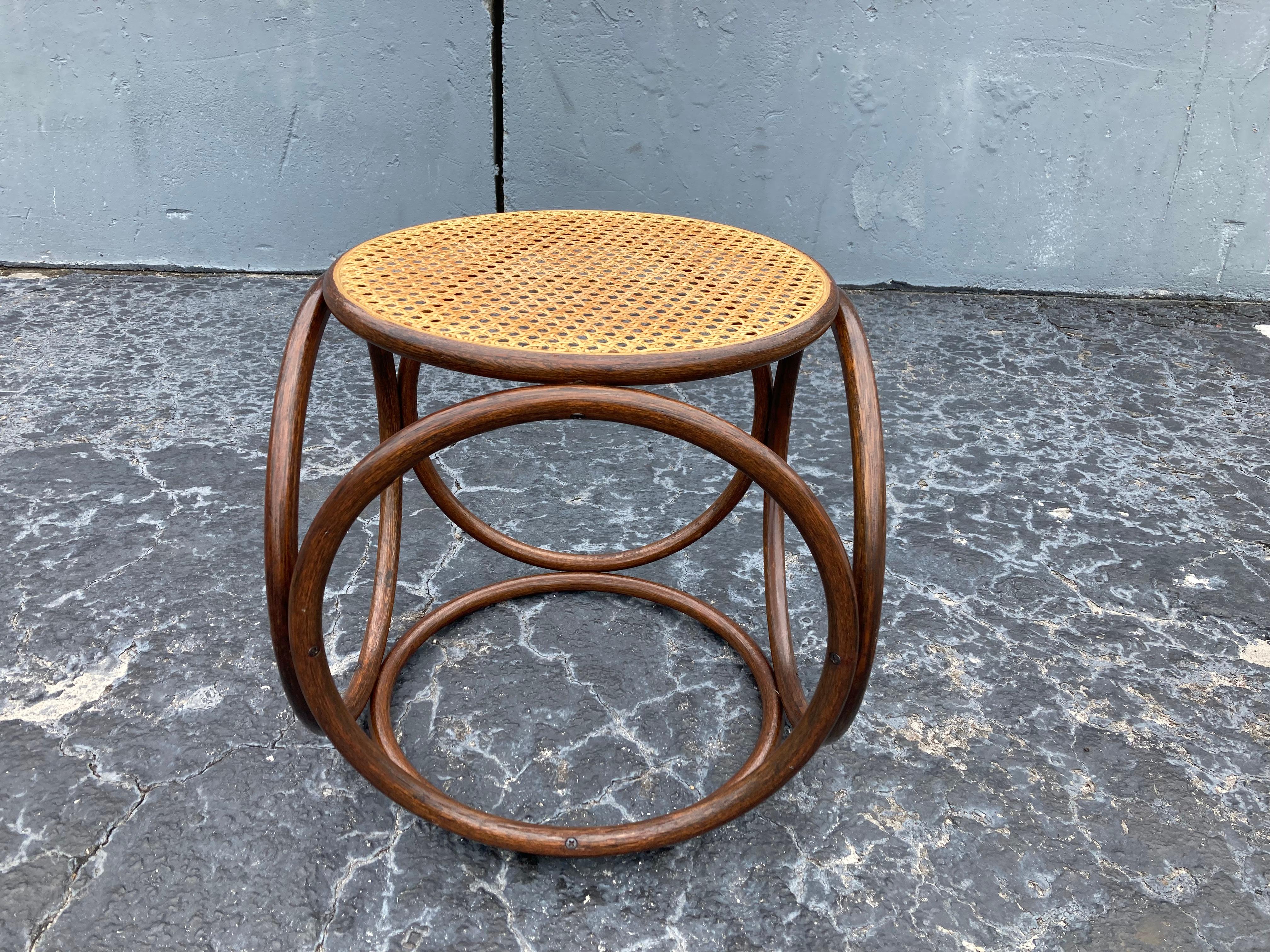 Michael Thonet Stool Ottoman, Side Table Cane and Bentwood Brown 4