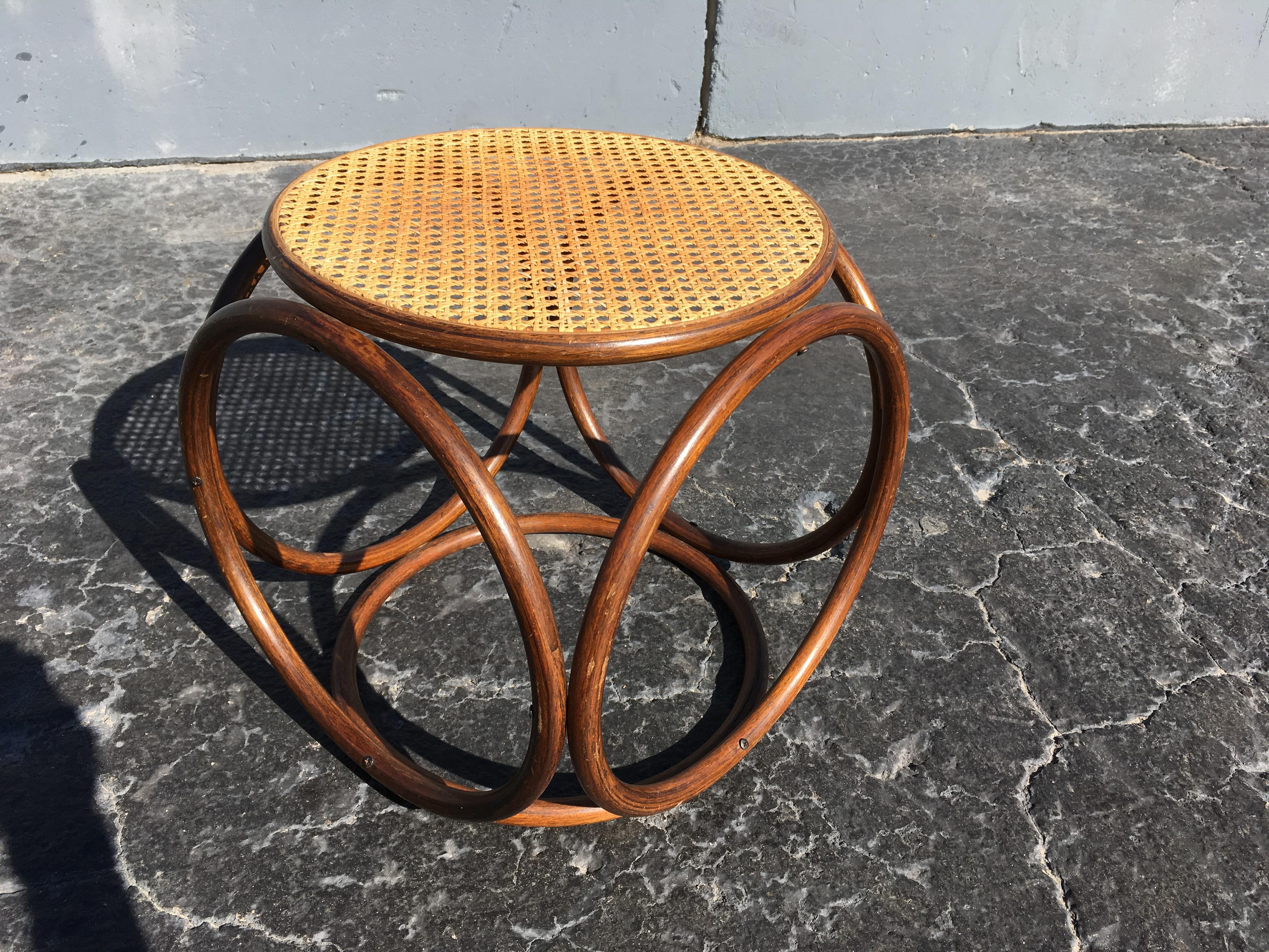 Michael Thonet Stool Ottoman, Side Table Cane and Bentwood Brown 3