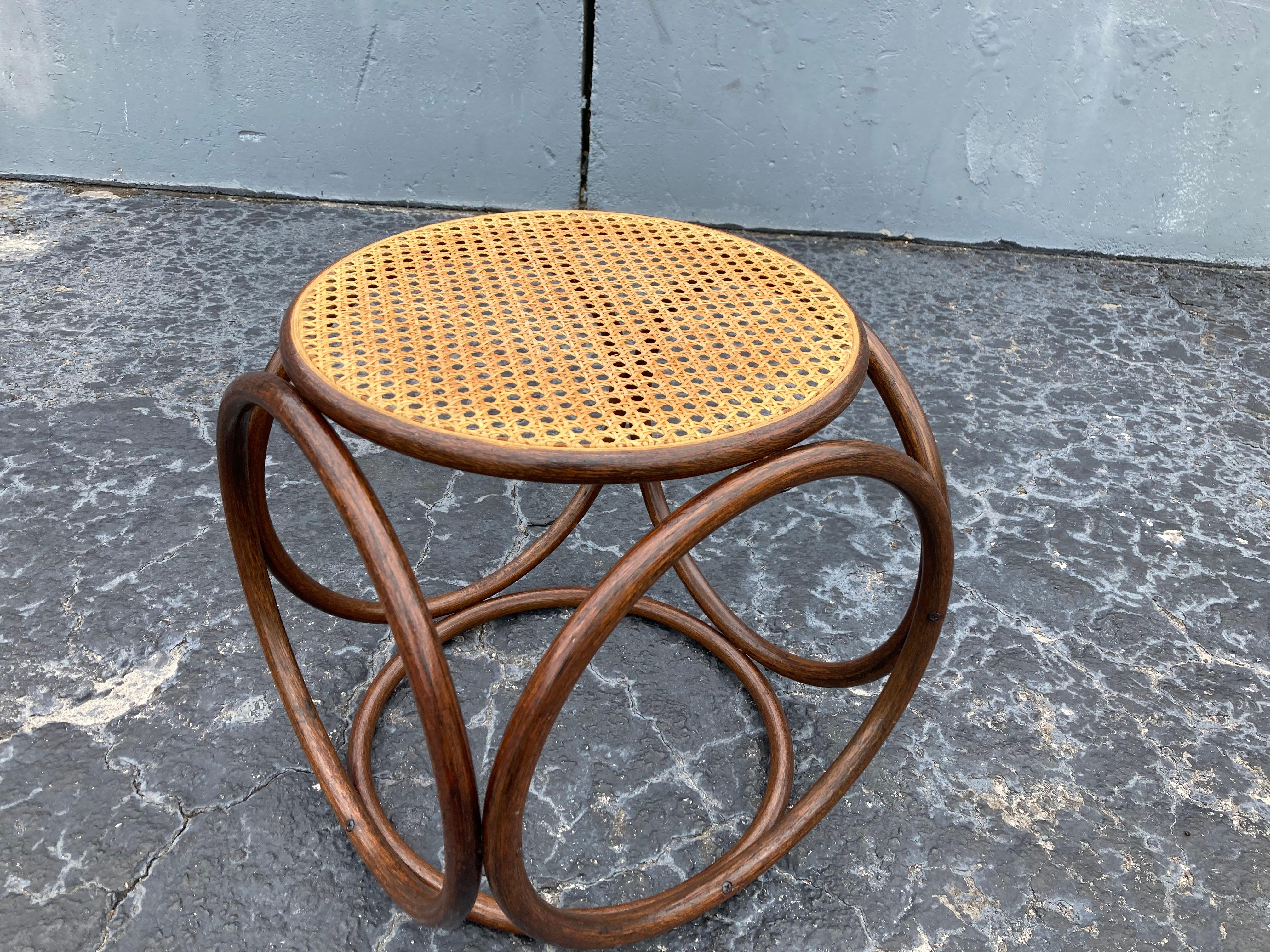 Michael Thonet Stool Ottoman, Side Table Cane and Bentwood Brown 1