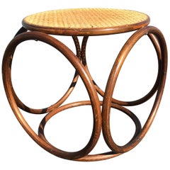 Michael Thonet Stool Ottoman, Side Table Cane and Bentwood Brown