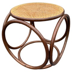 Michael Thonet Stool Ottoman, Side Table Cane and Bentwood Brown