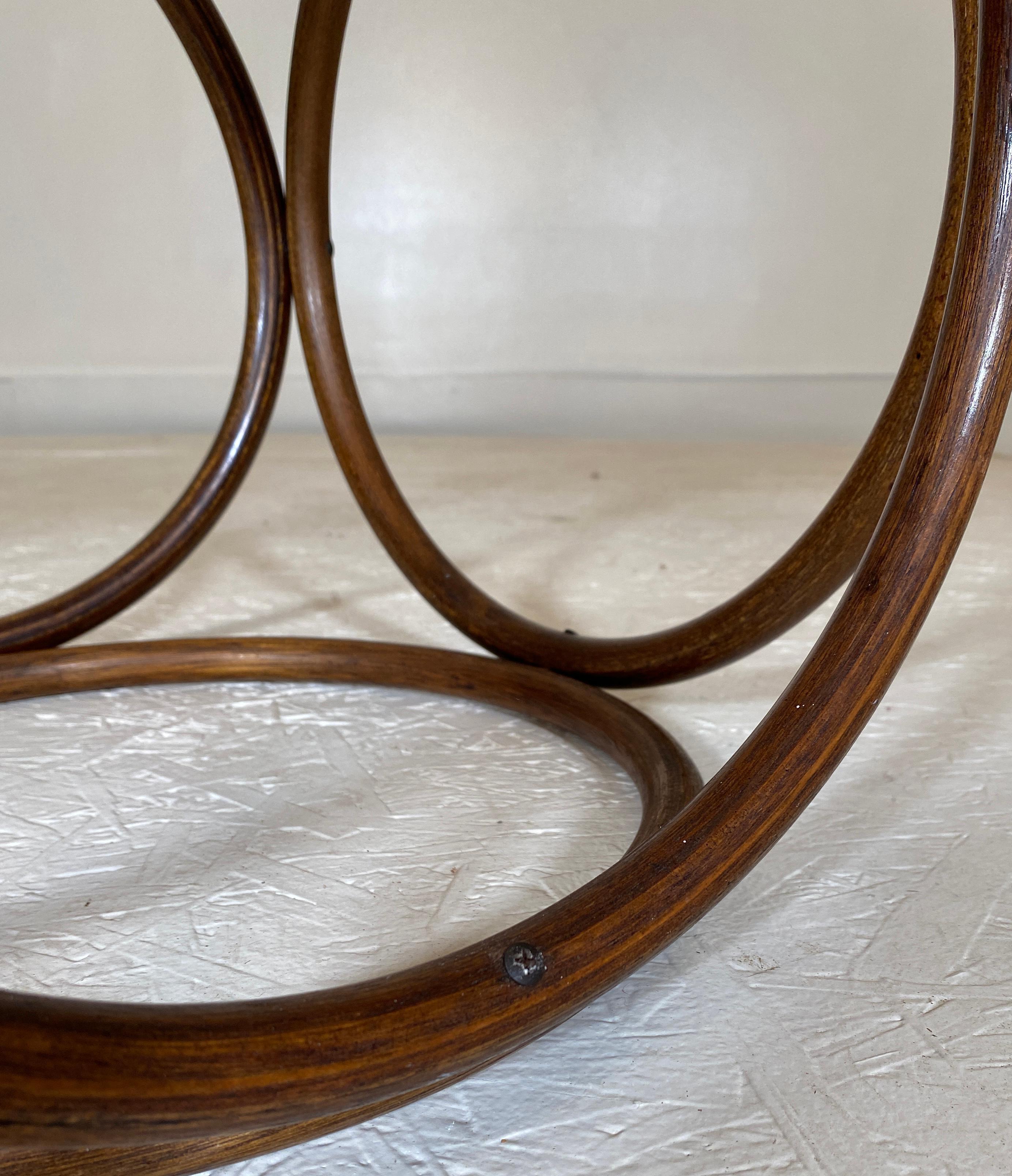 Mid-Century Modern Michael Thonet Stool Side Table in Cane and Bentwood, Austria, 1960s