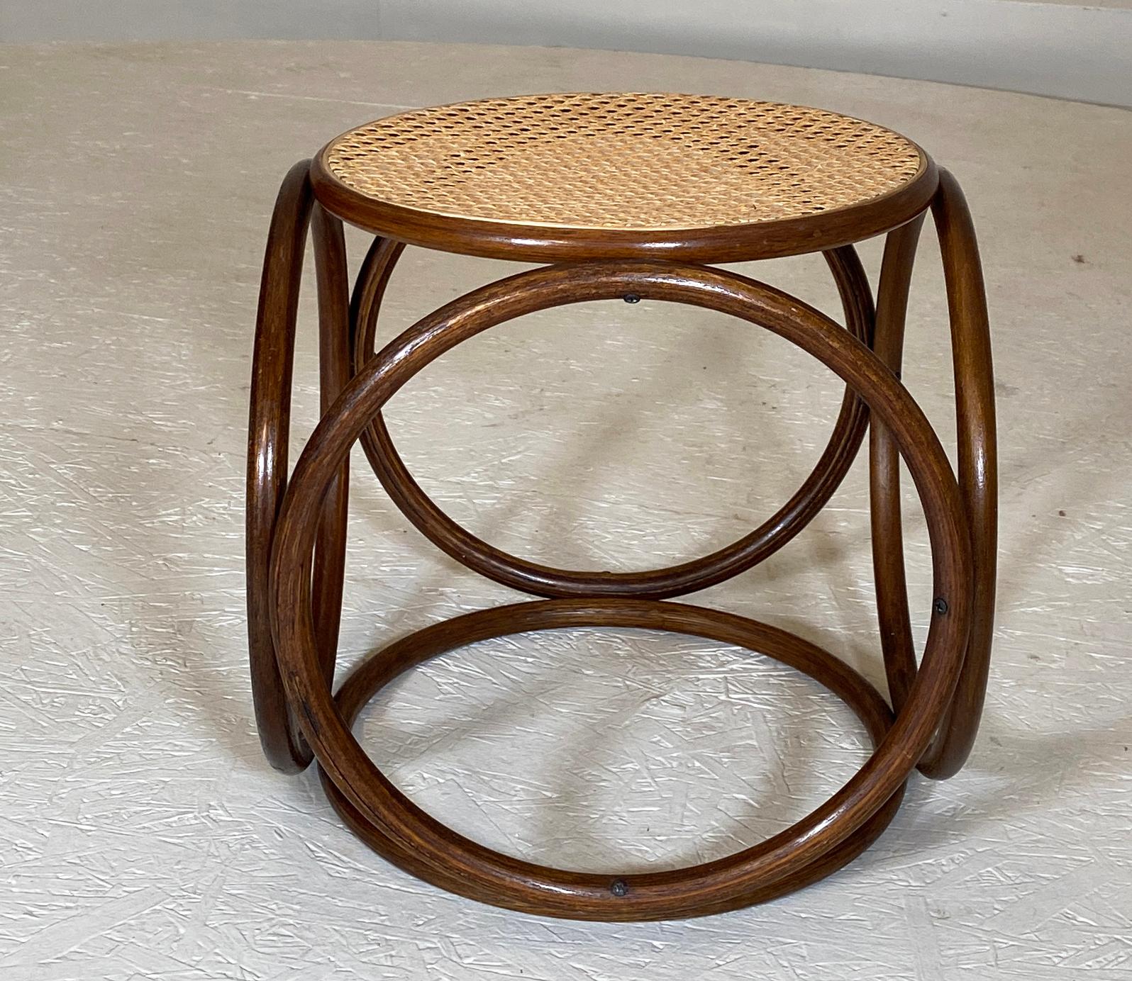 Michael Thonet Stool Side Table in Cane and Bentwood, Austria, 1960s 3