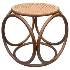Retro Stool Side Table in Cane and Bentwood, Austria, 1960s