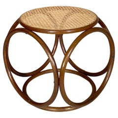 Michael Thonet Stool Side Table in Cane and Bentwood, Austria, 1960s