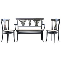 Suite de deux chaises et banc de Michael Thonet