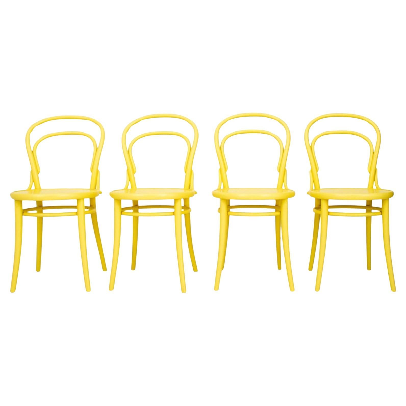 Michael Thonet Ton "Era" Yellow Chairs, 4 For Sale