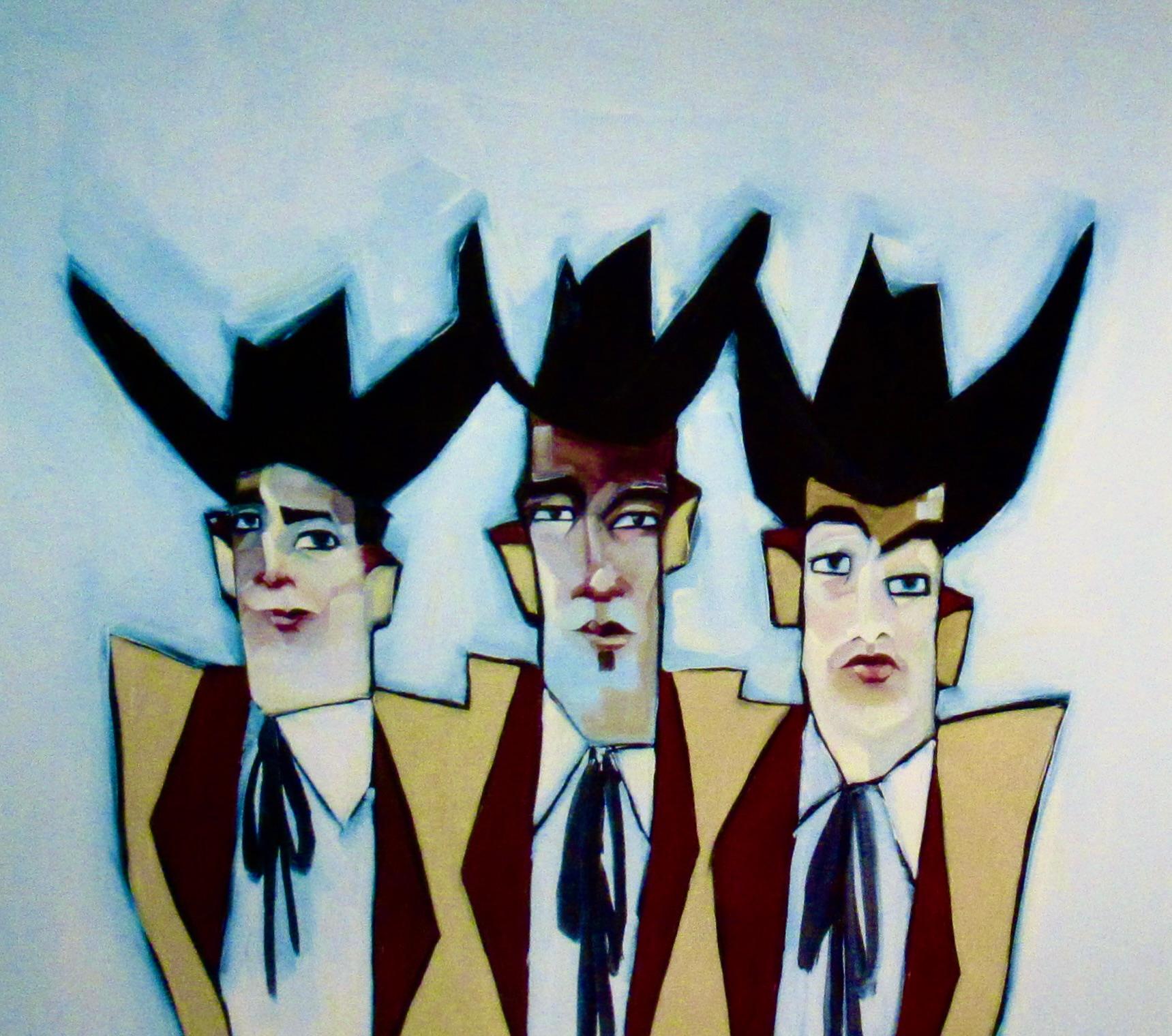 Crude Oil Men - Gray Figurative Print by Michael Todd White