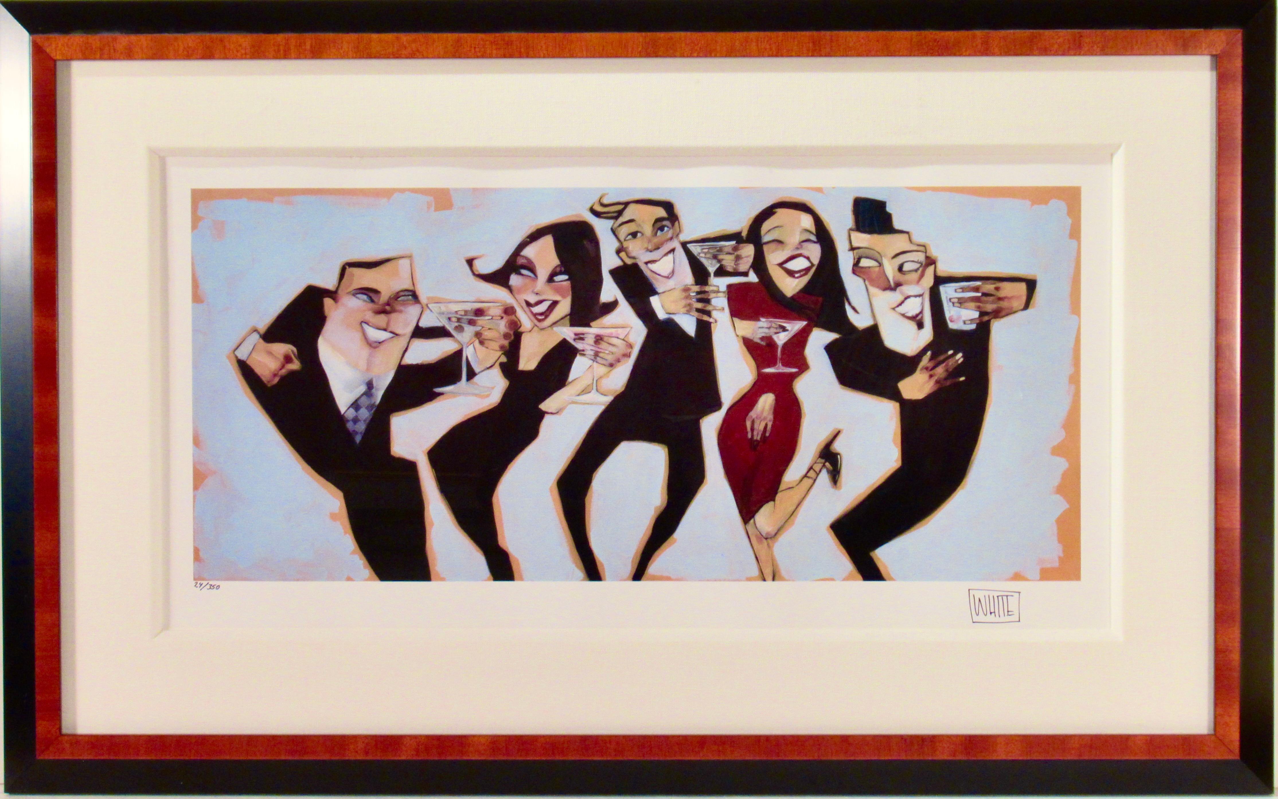 Michael Todd White Figurative Print - Untitled (Personages Drinking)