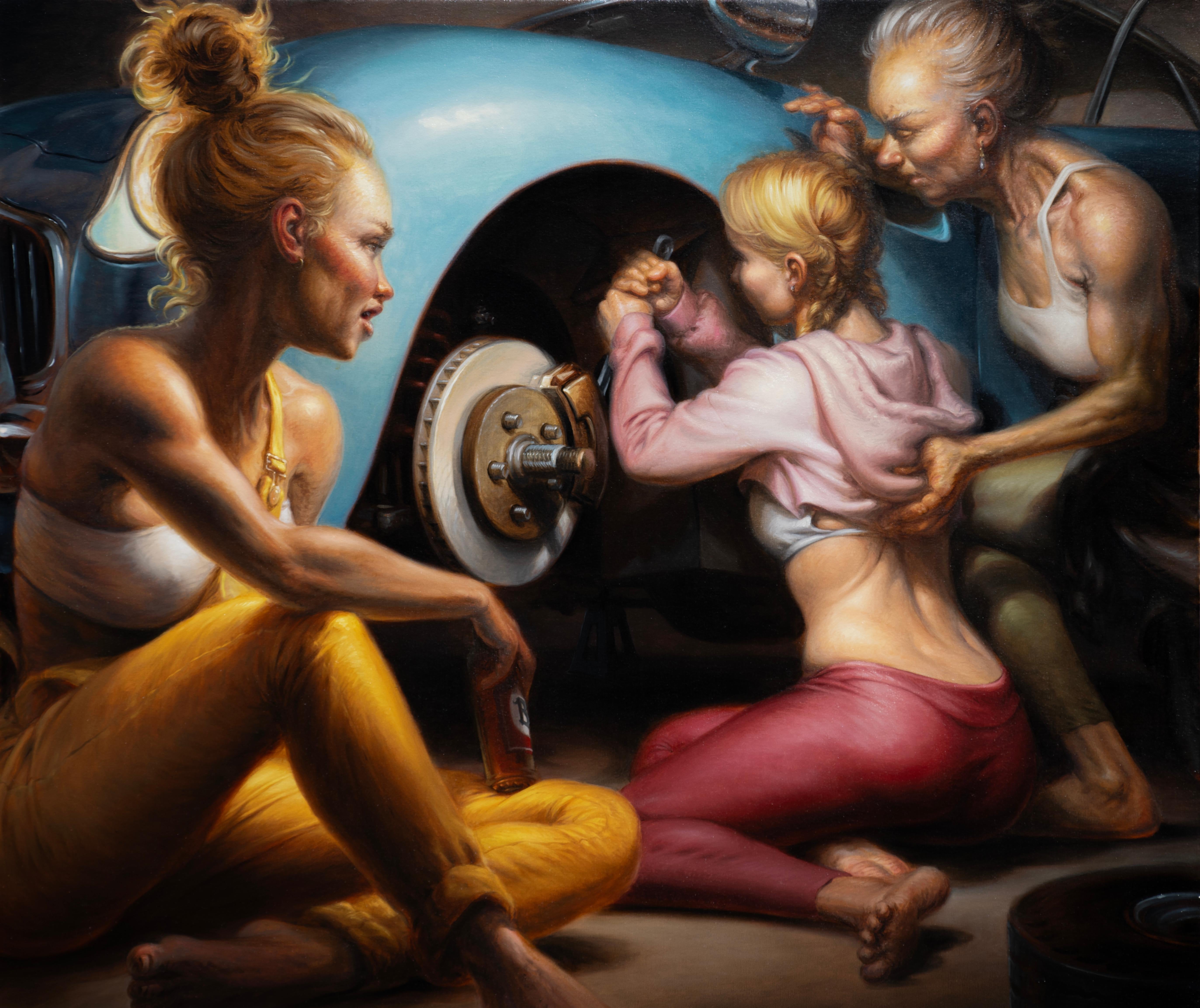 Michael Tole Figurative Painting - In the Garage