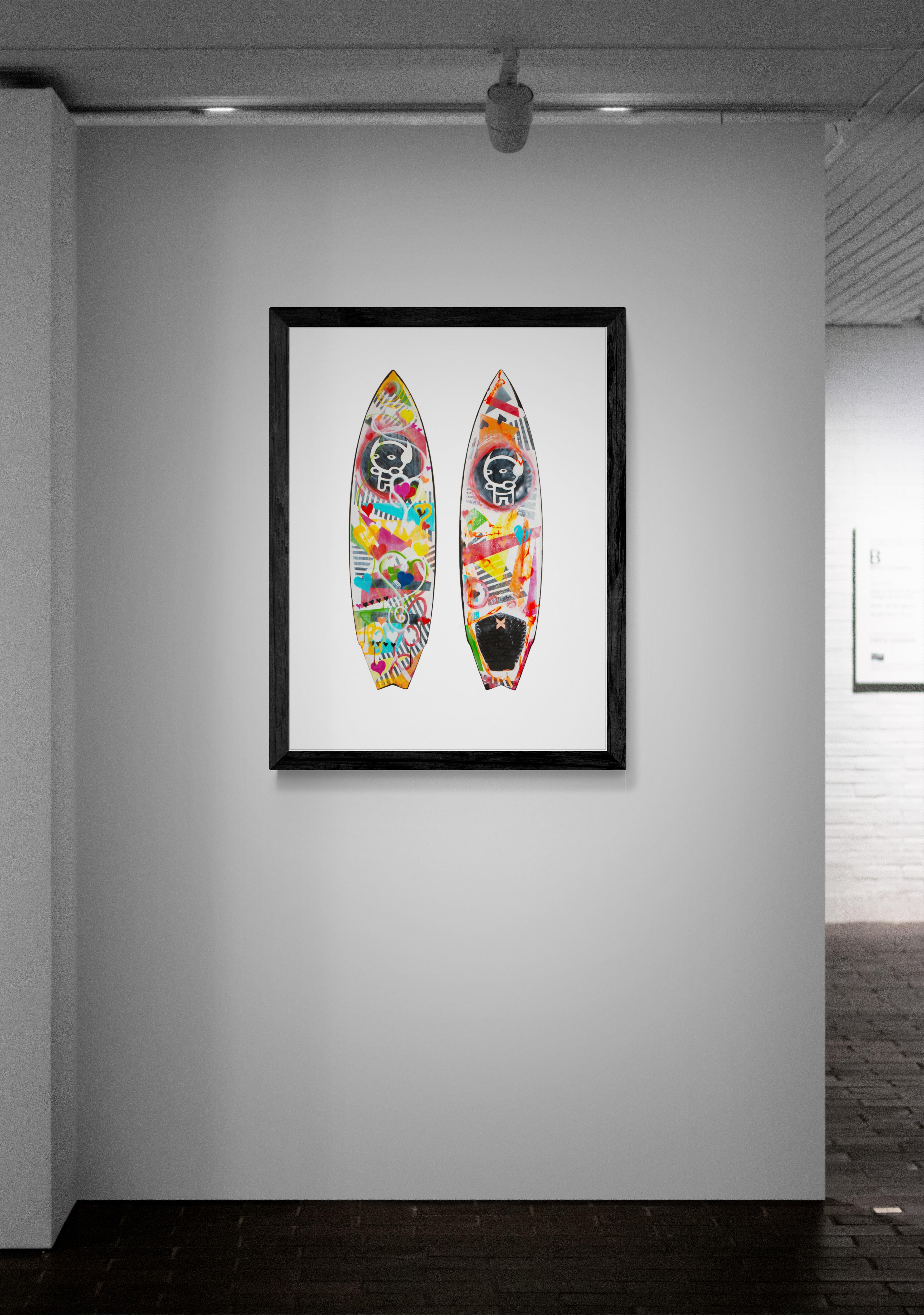 Artist: Michael Torquato deNicola

Title: Pop Love Surf Board Print

Edition Details: Archival pigment print on 100% Agave/Cotton sustainable fine art paper, signed and numbered in the margins by the artist, and released in the following exclusive