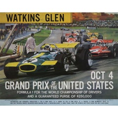 1970 original Formula 1 poster by British Michael Turner - Grand prix of the USA