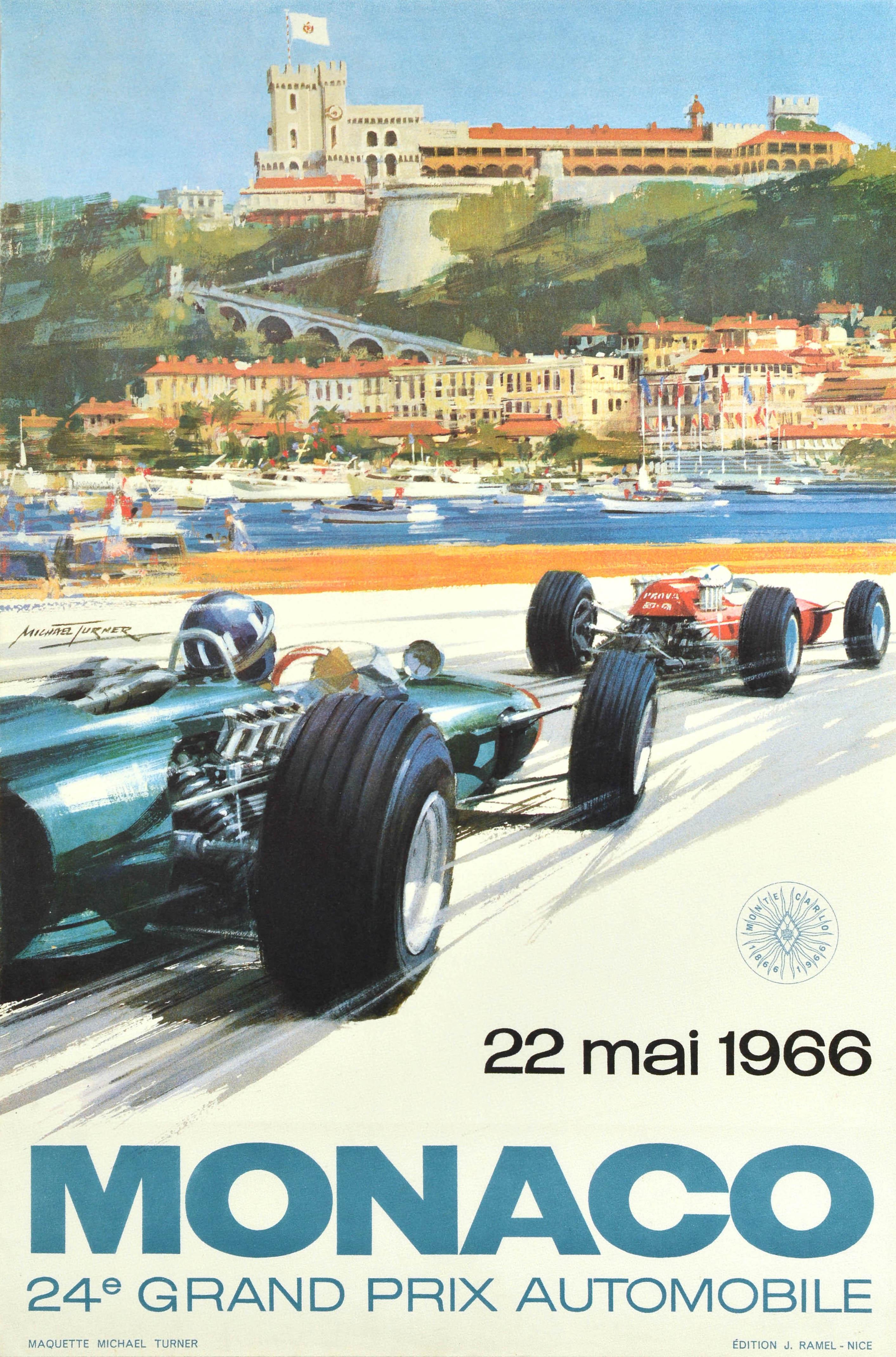 Print di Michael Turner - Poster originale d'epoca del Gran Premio di Monaco 1966 di Formula Uno