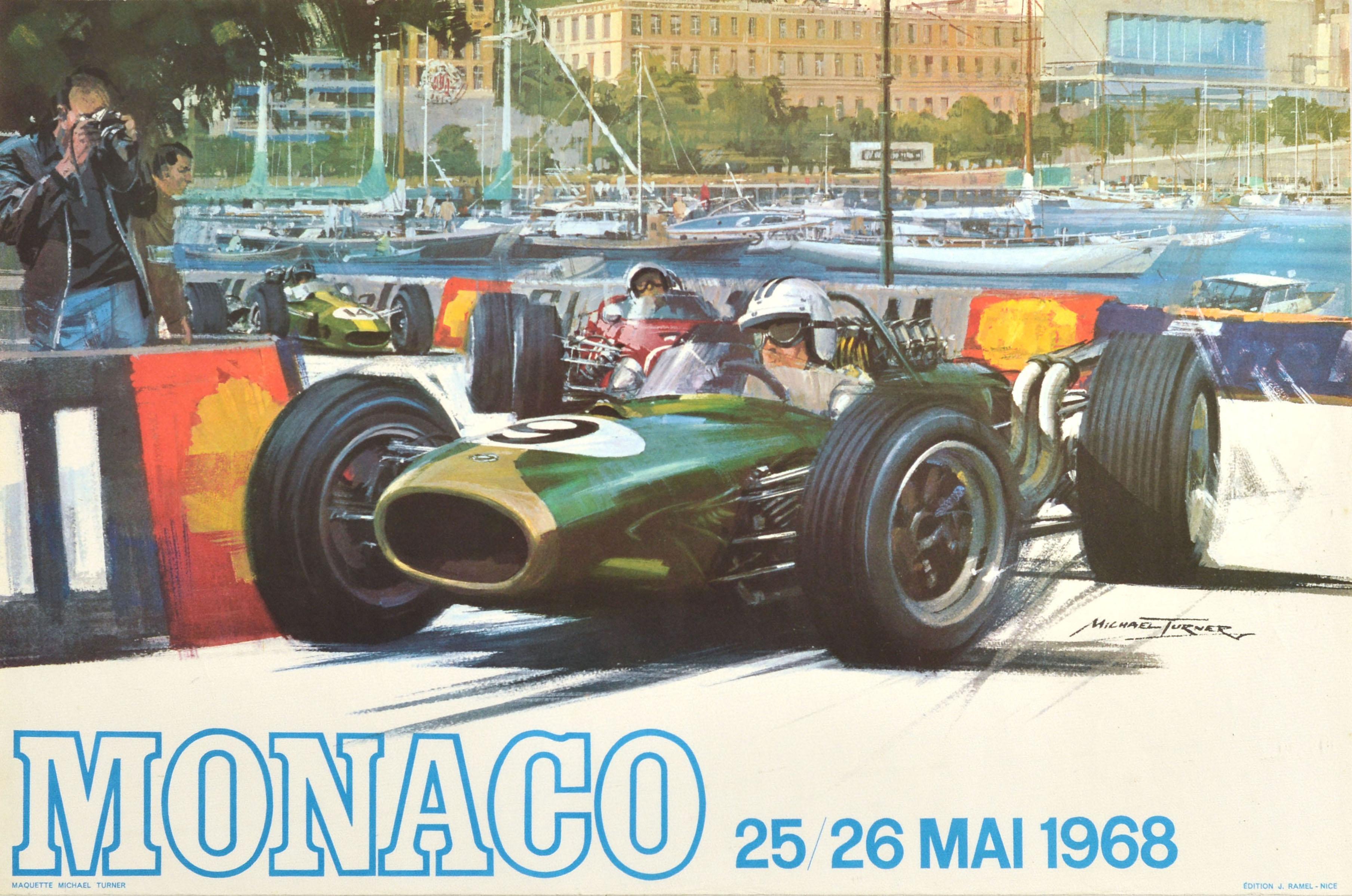 Michael Turner Print - Original Vintage Motorsport Poster Monaco Grand Prix 1968 Formula One Race Art