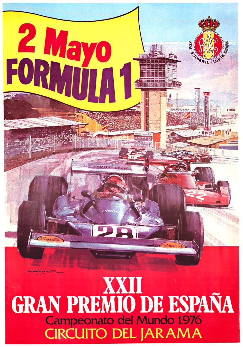 Michael Turner Landscape Print - Original XXII Gran Premiio de Espana vintage racing poster, Formula 1