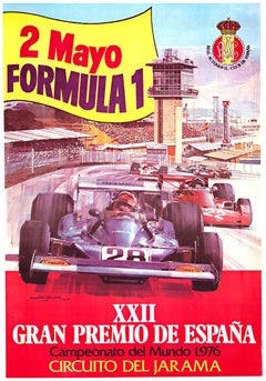Original XXII Gran Premiio de Espana Antique racing poster, Formula 1