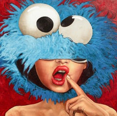 "C come Cookie" - Ritratto di donna nuda, dipinto a olio su tavola di legno
