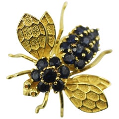 Vintage Michael Valitutti 14 Karat Gold Bumble Bee with 20 Sapphires 1.47 Carat