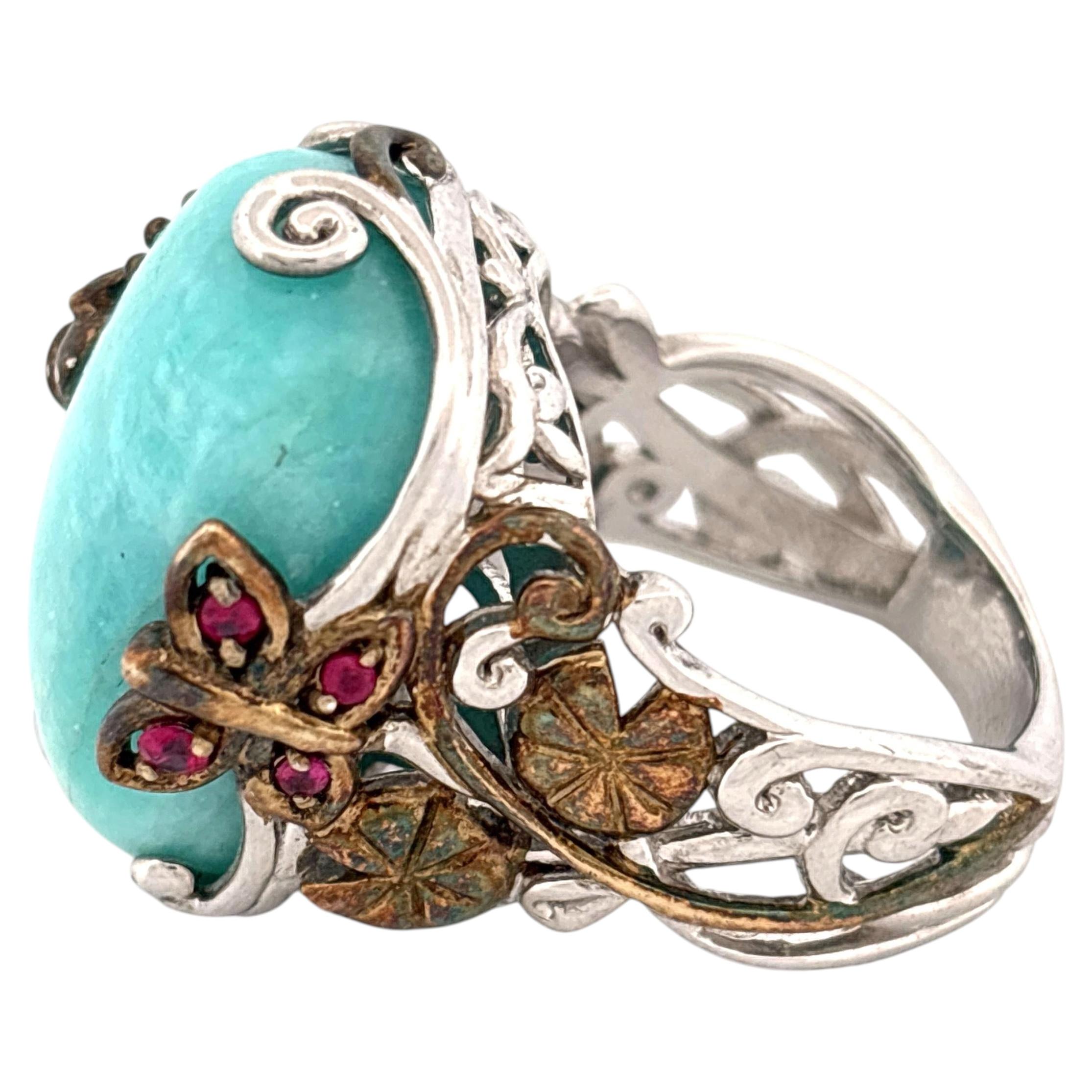 Michael Valitutti Turquoise Nature Inspired Cocktail Ring