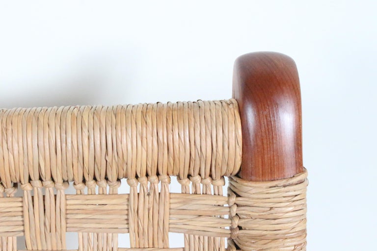 Michael van Beuren Bauhaus Teak and Raffia Lounge Chair, circa 1940 For