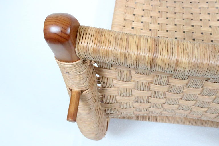 Michael van Beuren Bauhaus Teak and Raffia Lounge Chair, circa 1940 For