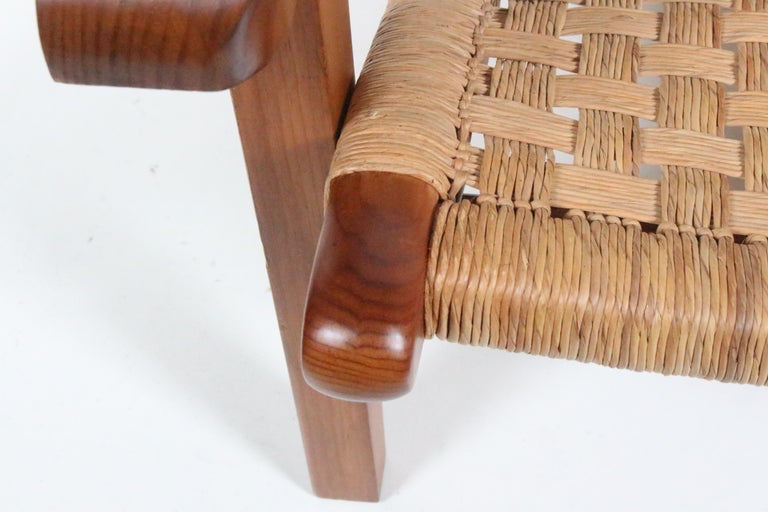 Michael van Beuren Bauhaus Teak and Raffia Lounge Chair, circa 1940 For