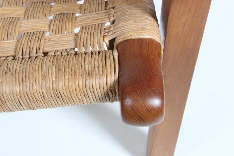 Michael van Beuren Bauhaus Teak and Raffia Lounge Chair, circa 1940 For