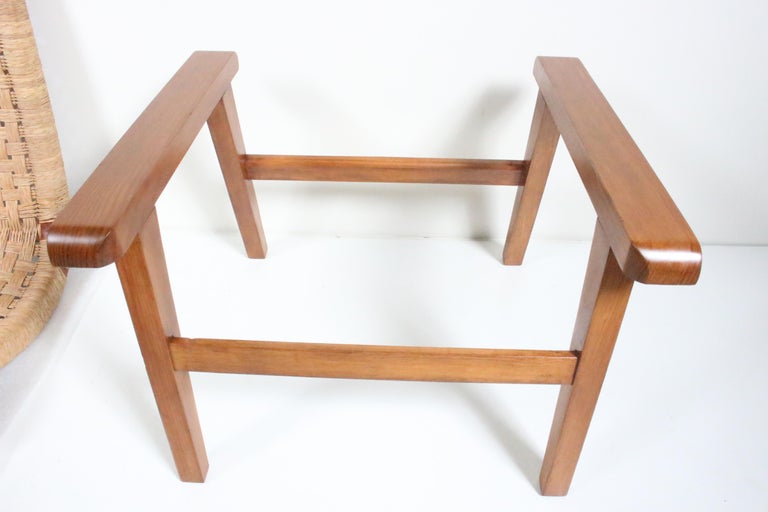 Michael van Beuren Bauhaus Teak and Raffia Lounge Chair, circa 1940 For