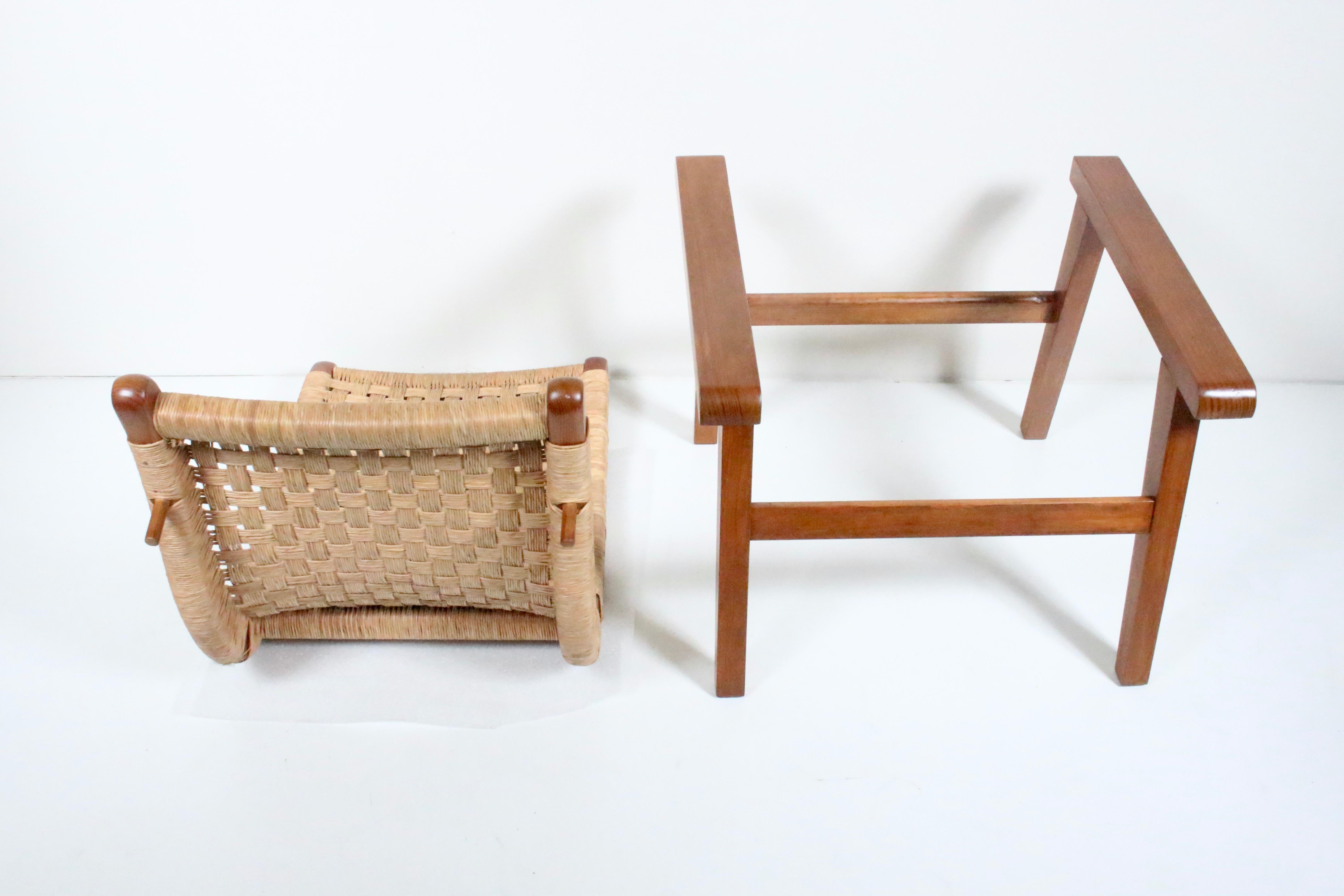 Michael van Beuren Bauhaus Teak and Raffia Lounge Chair, circa 1940 For Sale 12