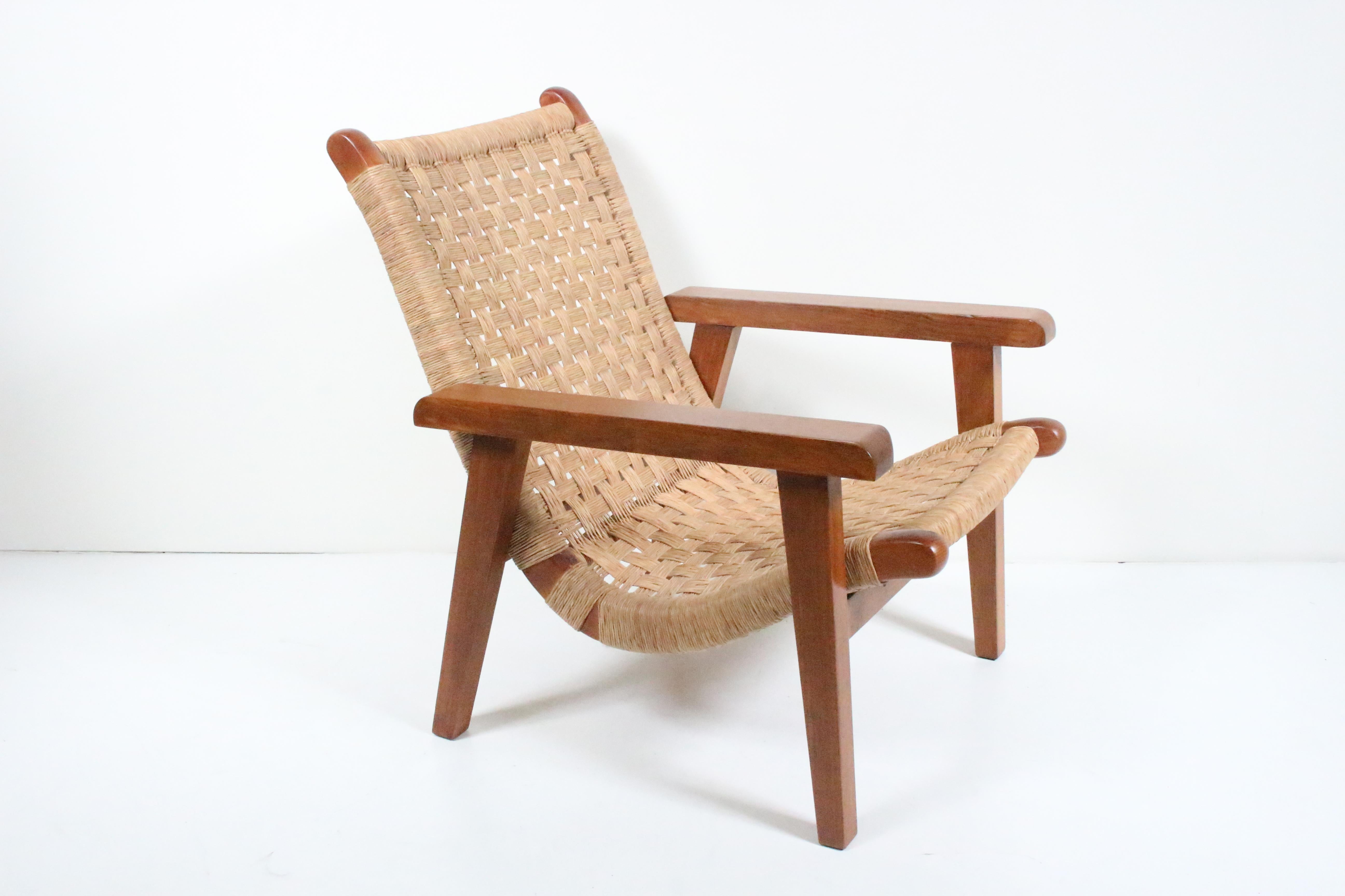 Michael van Beuren Bauhaus Teak and Raffia Lounge Chair, circa 1940 For Sale 13