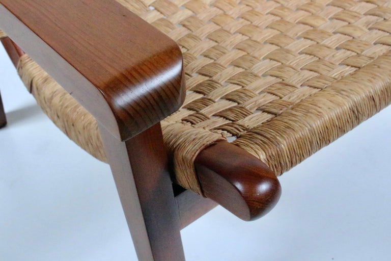 Michael Van Beuren Bauhaus Teak and Raffia Loveseat, Circa 1940 For