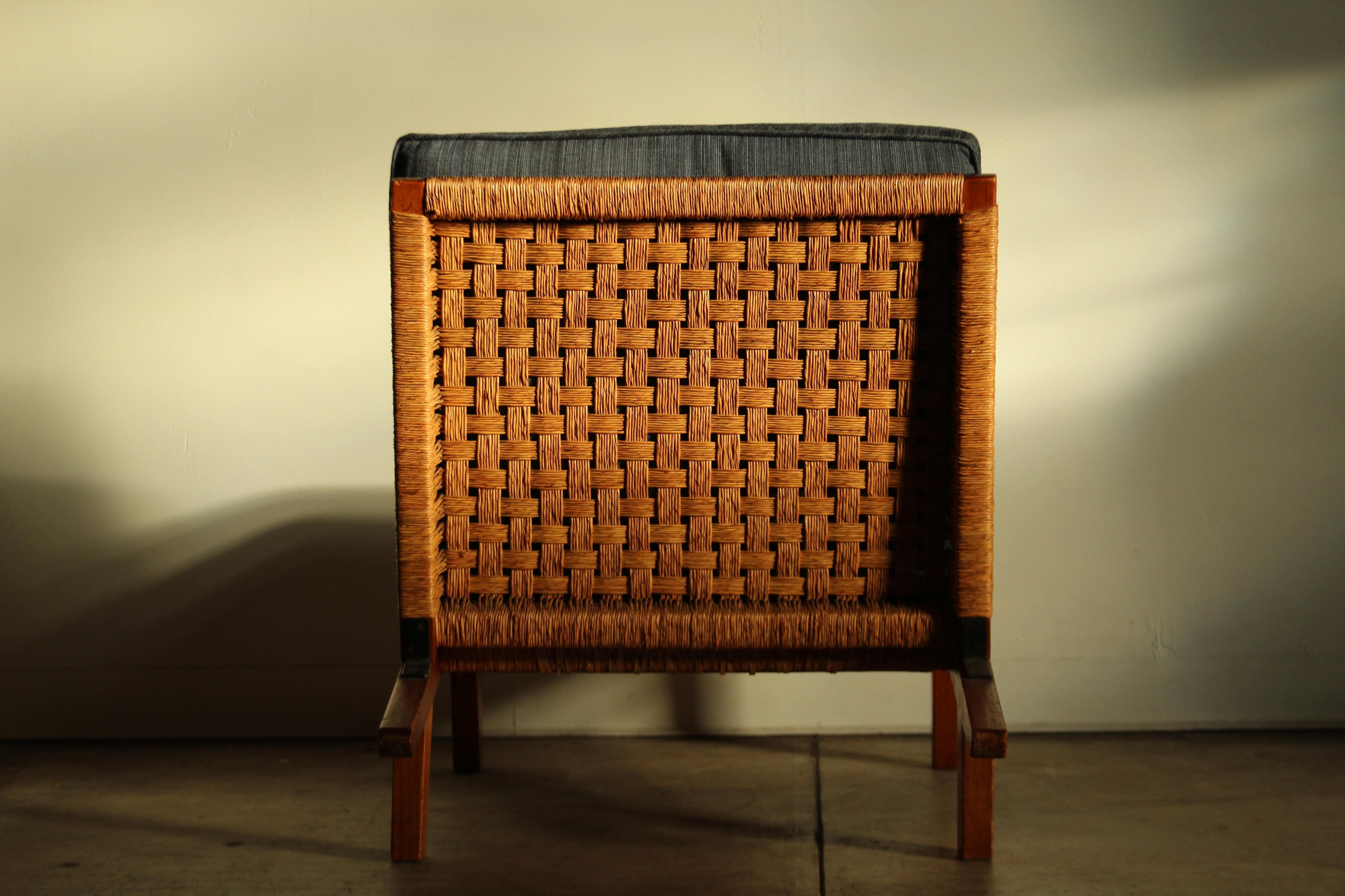 Michael van Beuren Mexican Modernist Pine and Woven Palm Lounge Chair, 1940s 10