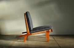 Michael van Beuren Mexican Modernist Pine and Woven Palm Lounge Chair, 1940s
