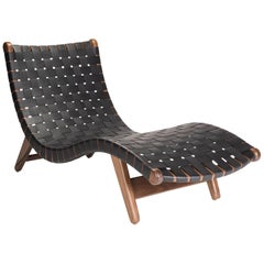 Walnut and Cactus Leather Chaise from Luteca, Available Now