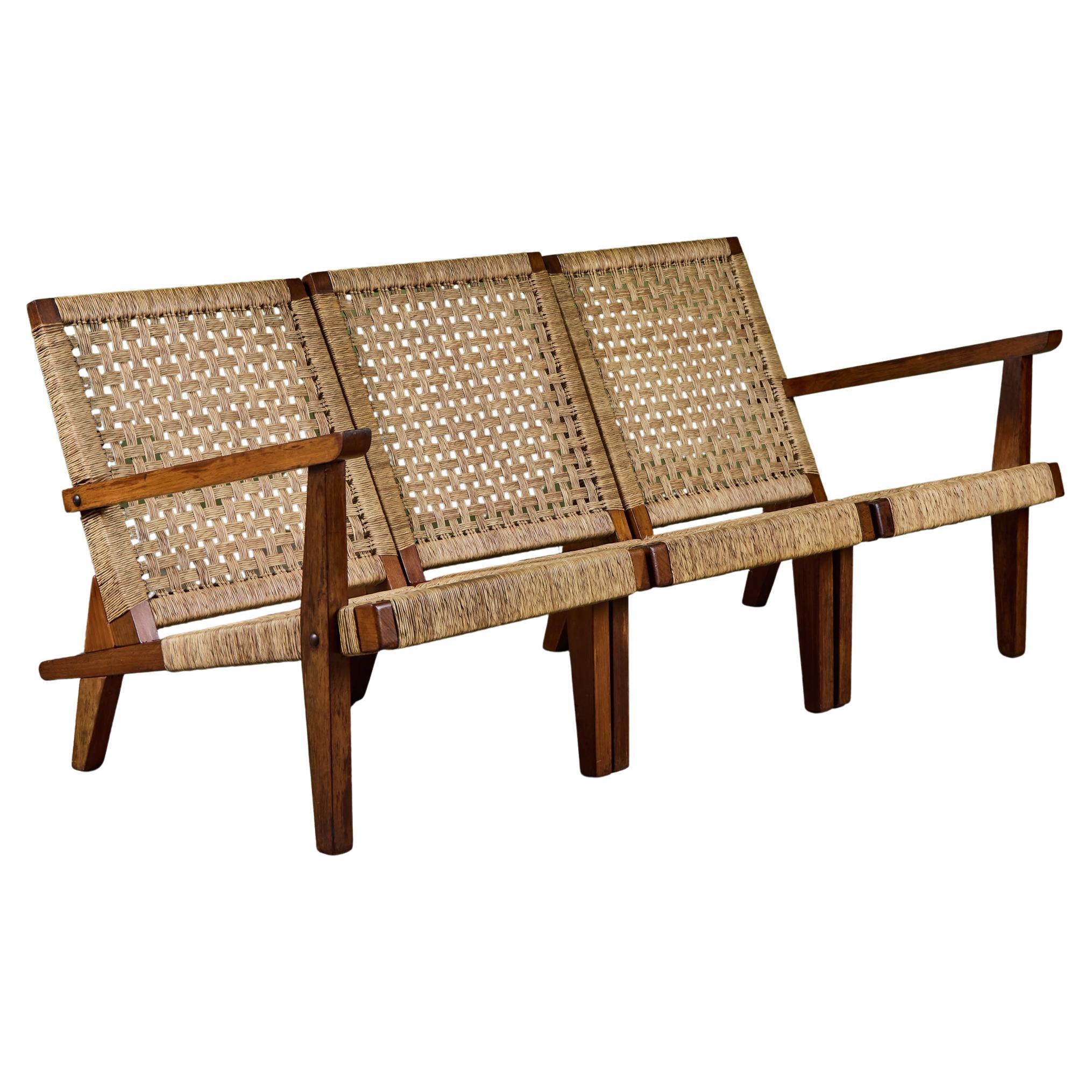 Michael Van Beuren Three Seater Woven Sofa For Sale