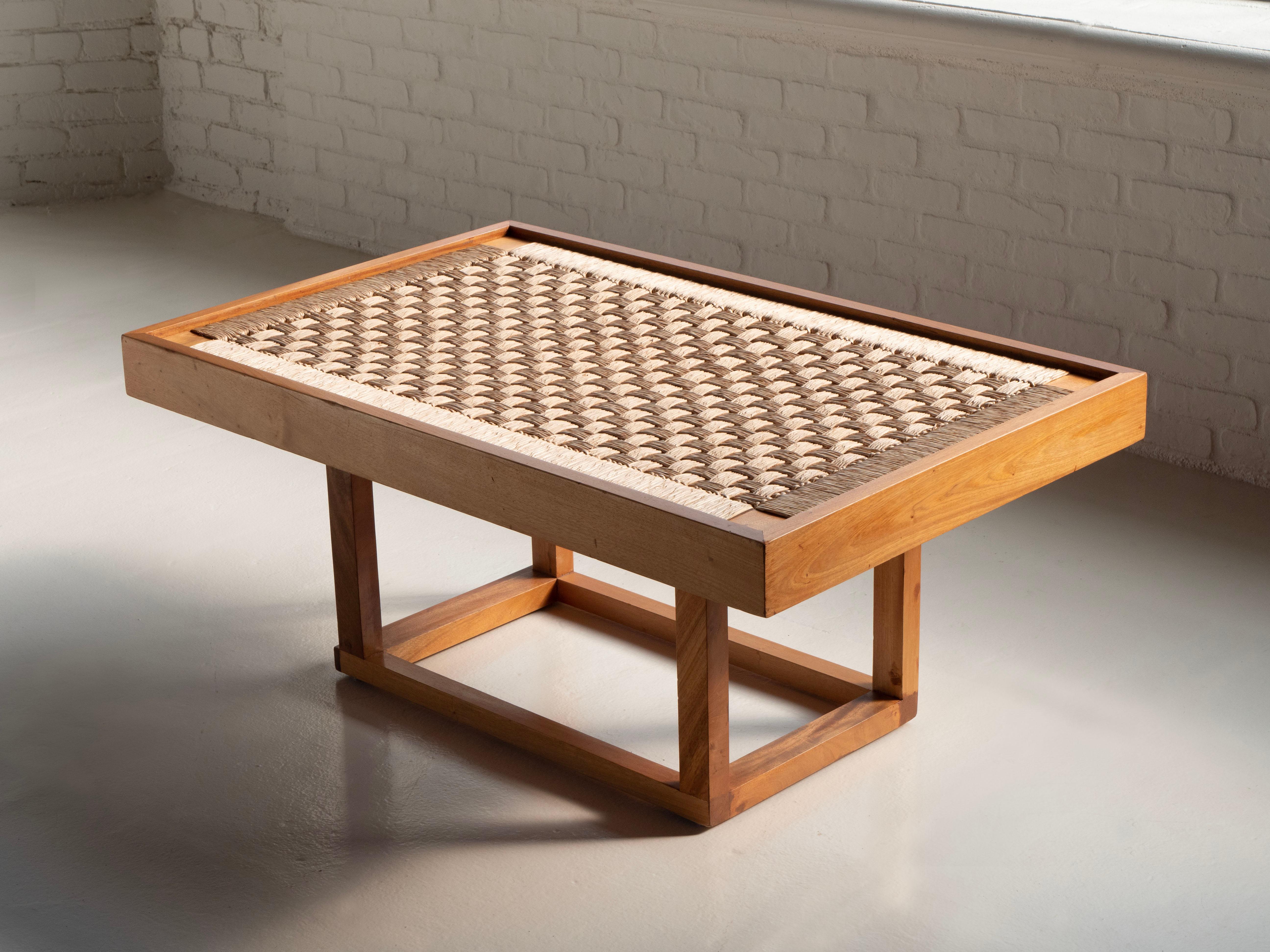 Michael Van Beuren Woven Cord Rectangular Coffee Table, Mexico 1950's 4