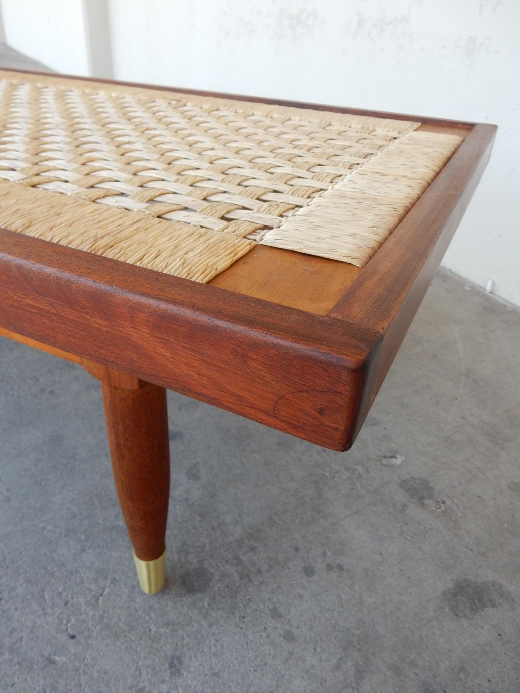 wood and rattan coffee table