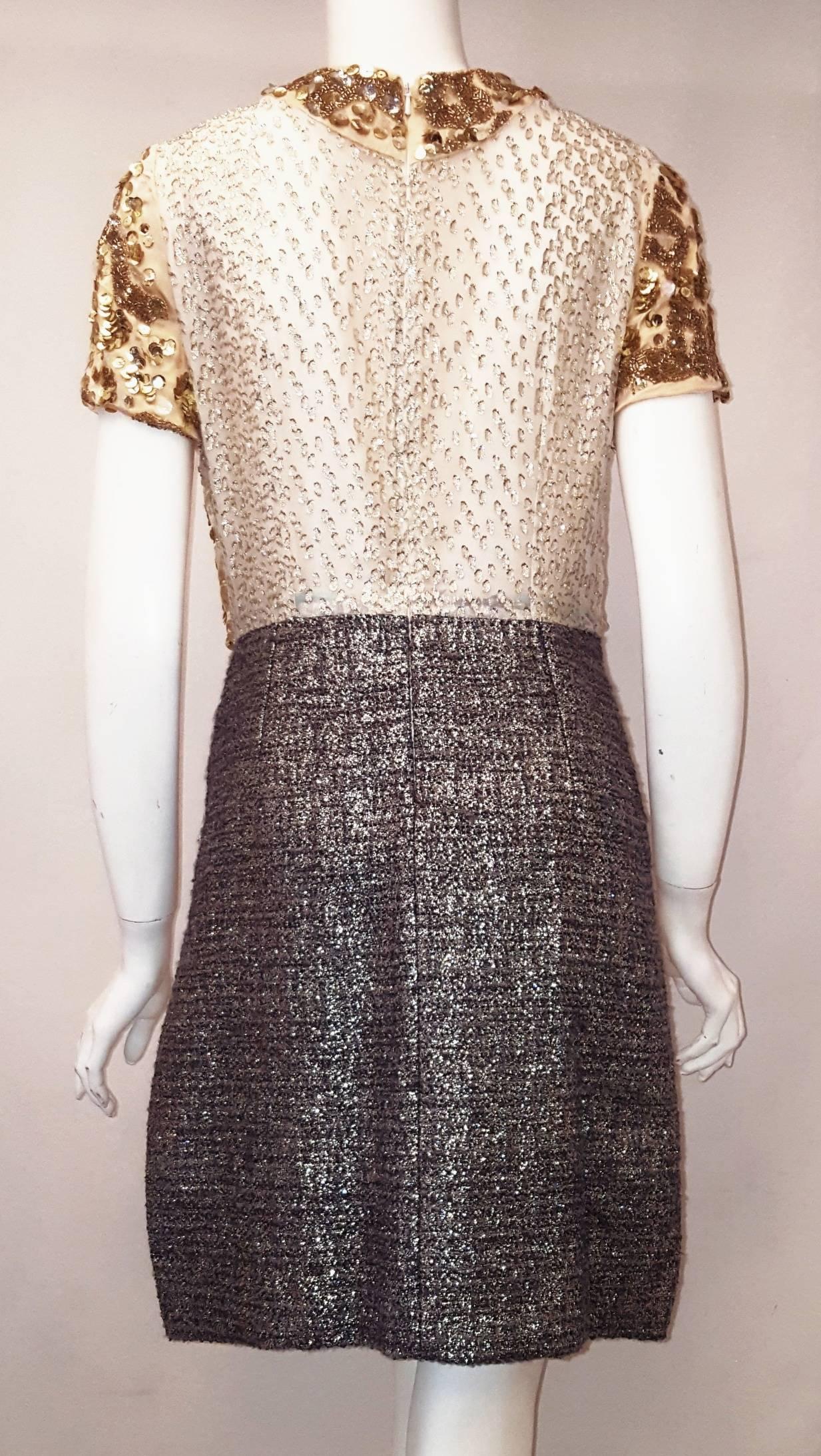 White Michael Van Der Ham Multi Fabric and Color Short Sleeve Dress For Sale