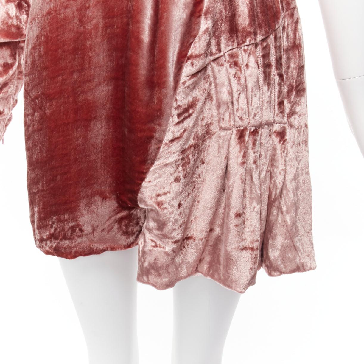 MICHAEL VAN DER HAM Runway crushed velvet asymmetric wrap draped mini dress UK8 For Sale 2