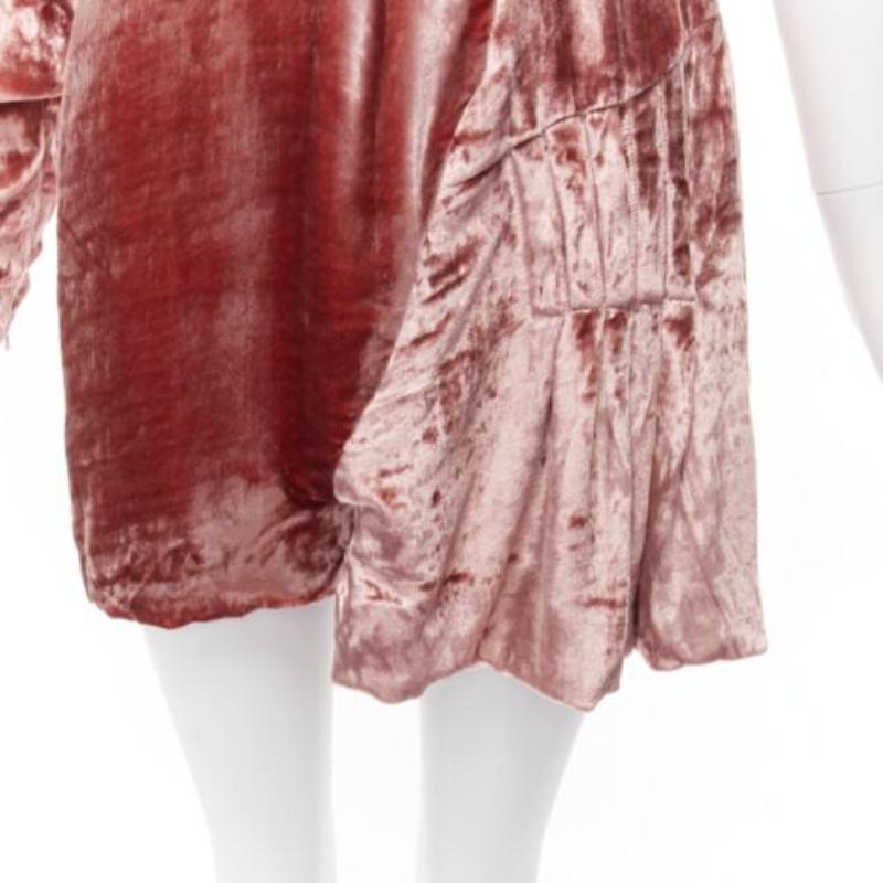 MICHAEL VAN DER HAM Runway pink velvet asymmetric wrap draped mini dress UK8 S For Sale 1