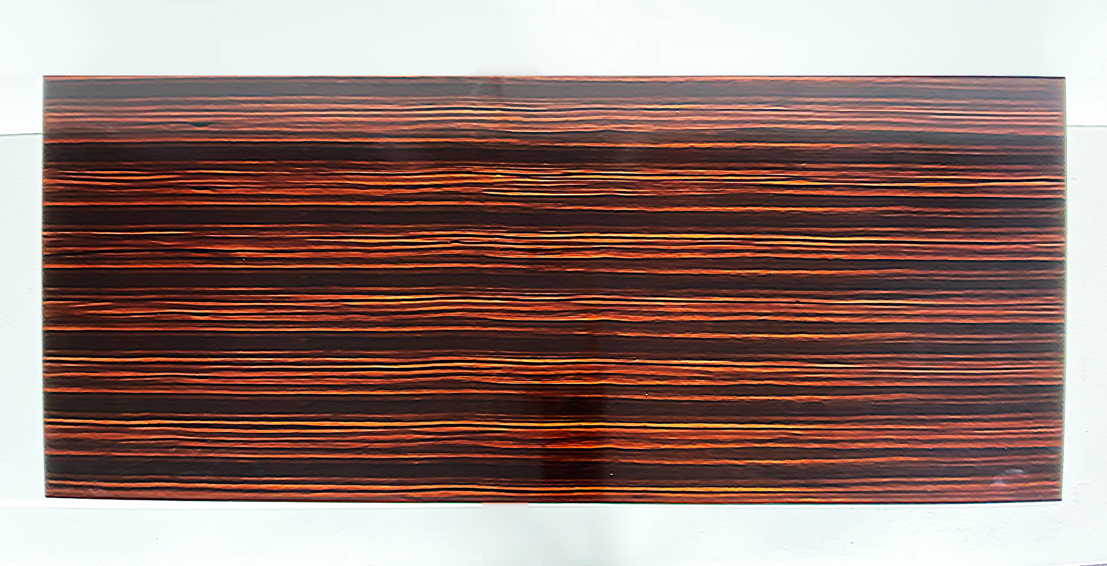 Art déco Table basse en arc d'ébène de Macassar Michael Vanderbyl Boiler, grande taille 