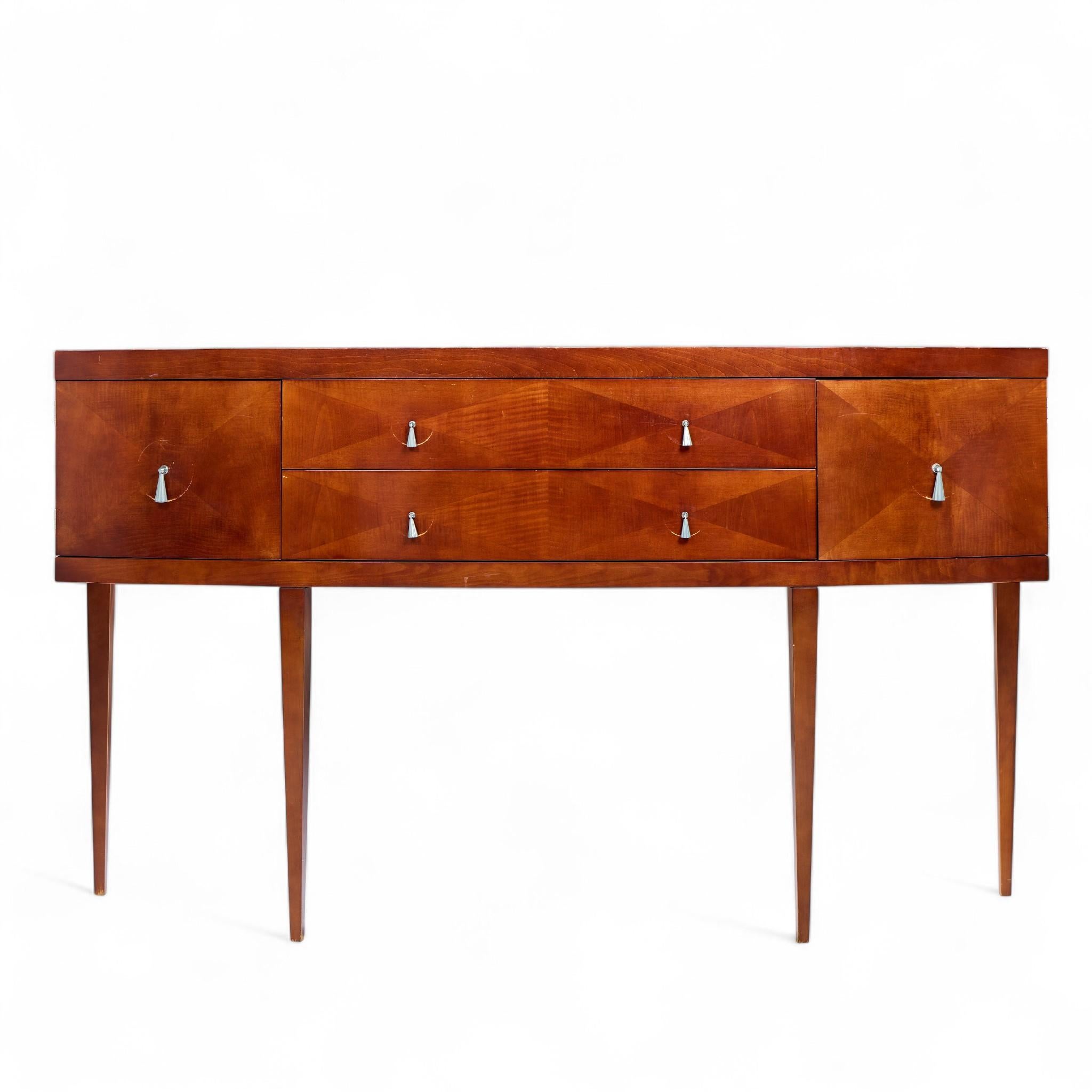 Michael Vanderbyl for Baker Furniture Archetype Mahogany Console Credenza

This credenza measures: 68 wide x 18 deep x 40 inches high

We take our photos in a controlled lighting studio to show as much detail as possible. We do NOT Photoshop out