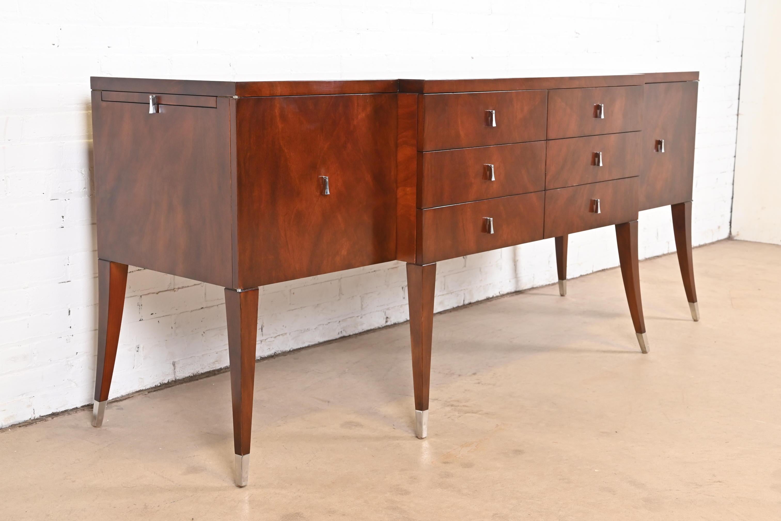 Michael Vanderbyl Modern Regency Flame Mahogany Sideboard Credenza or Buffet For Sale 1